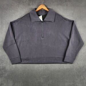 Avia 1/4 Zip Scuba Pullover Womens XL Sandwashed Black Athletic Lounge NEW